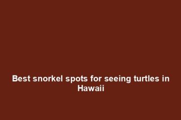 Best snorkel spots for seeing turtles in Hawaii