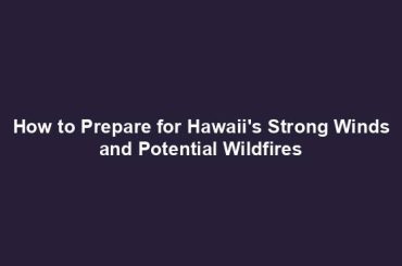 How to Prepare for Hawaii's Strong Winds and Potential Wildfires