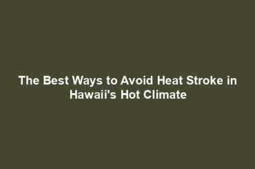 The Best Ways to Avoid Heat Stroke in Hawaii's Hot Climate