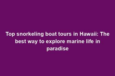 Top snorkeling boat tours in Hawaii: The best way to explore marine life in paradise