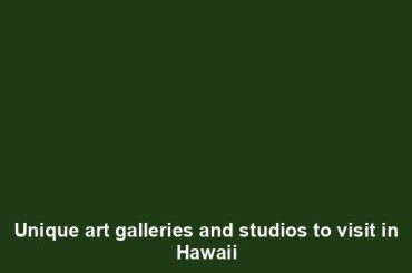 Unique art galleries and studios to visit in Hawaii