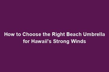 How to Choose the Right Beach Umbrella for Hawaii's Strong Winds